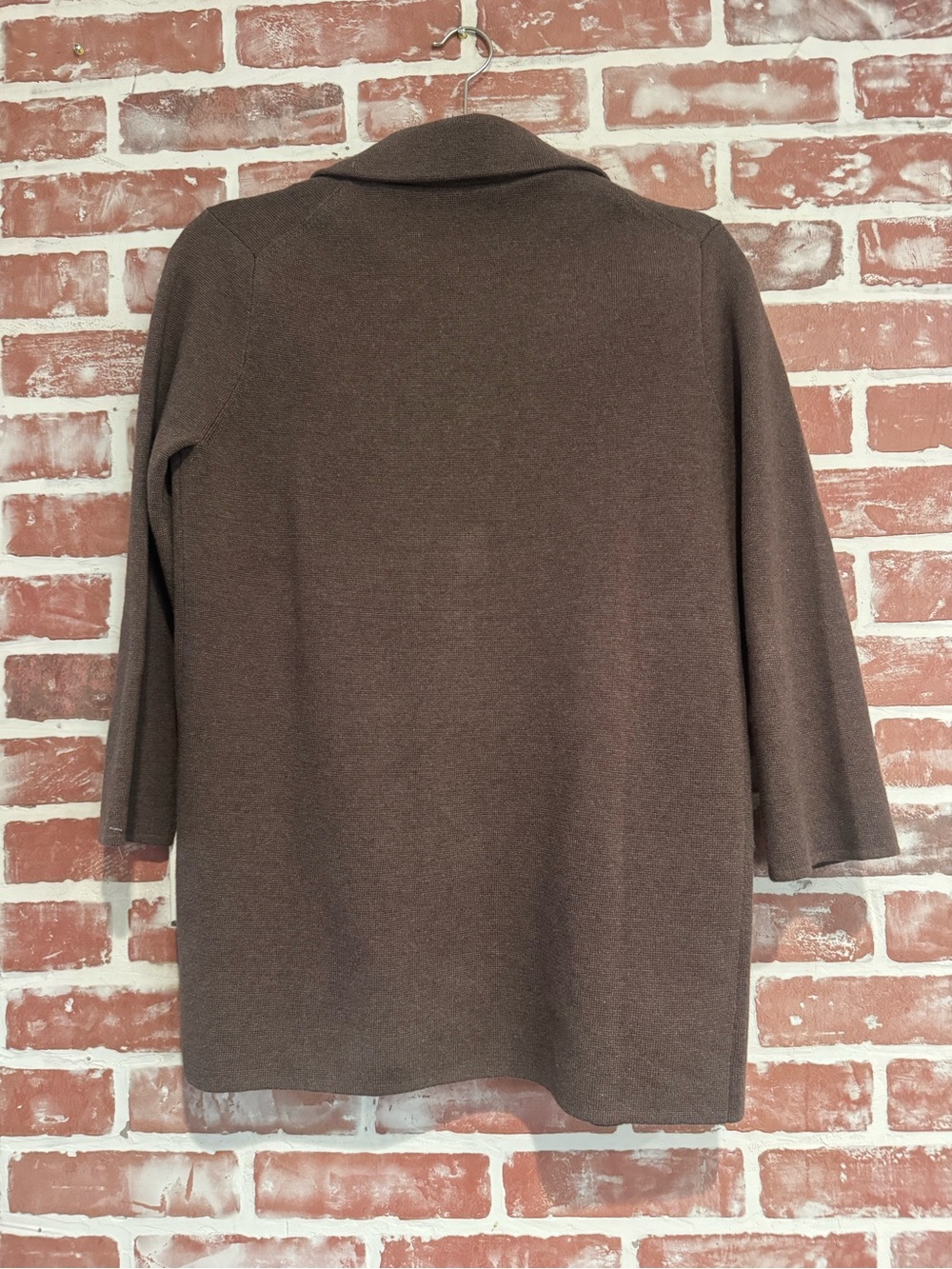 Quince 100% Organic Cotton Knit Blazer Heather Brown Open Front XS - Picture 3 of 8